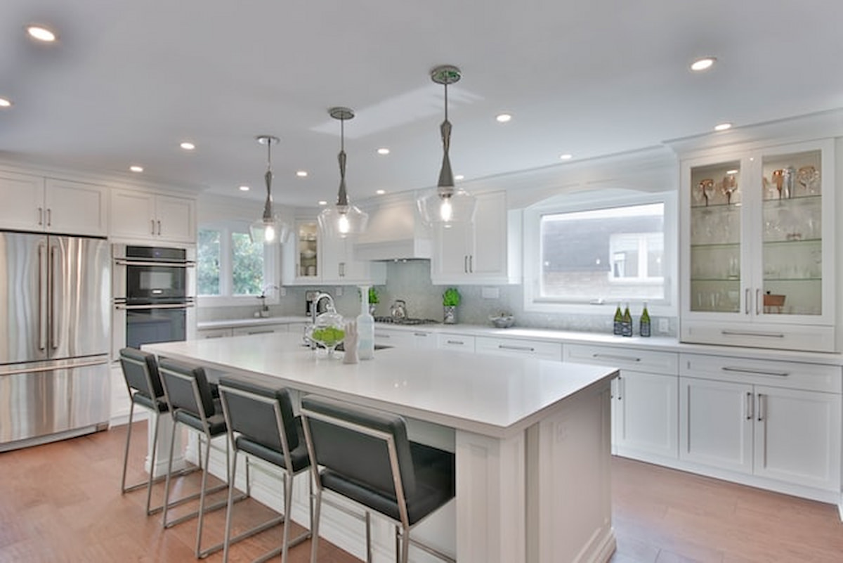 Kitchen with white cabinets