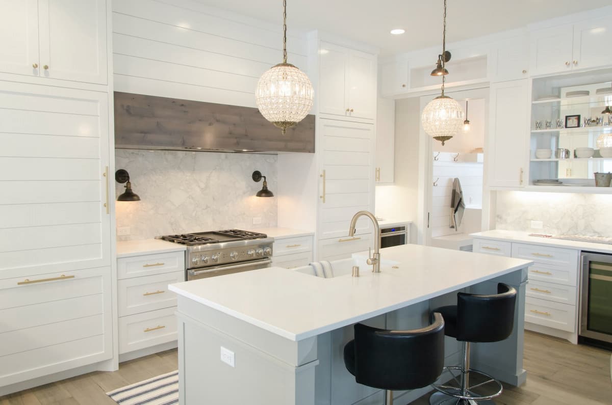 Modern kitchen with white cabinets