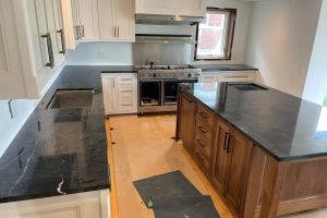 Quatzite topped kitchen island