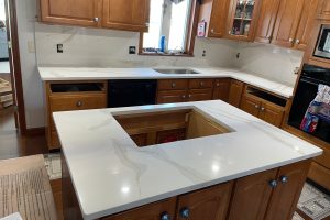 Quartz topped kitchen island