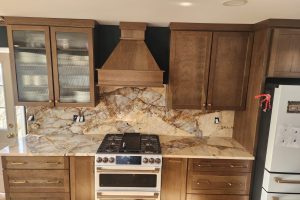 Kitchen with wooden cabinets