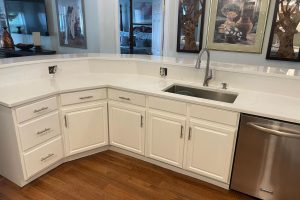 Kitchen with white cabinets