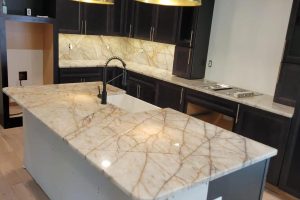 Quartzite topped kitchen island